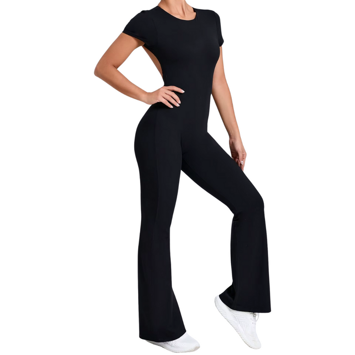 Kısa Kollu Sırt Dekolteli Tulum