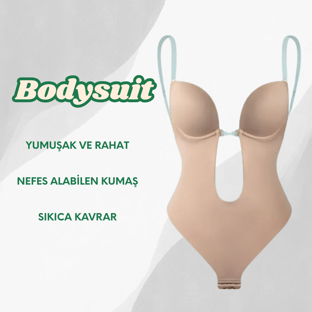 Dekolteli Çıtçıtlı Bodysuit